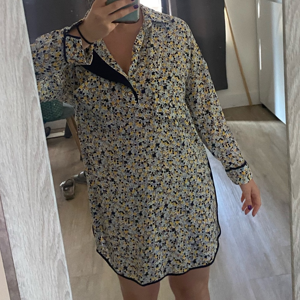 Zara Abstract Pattern Dress - Blue, Yellow, Black